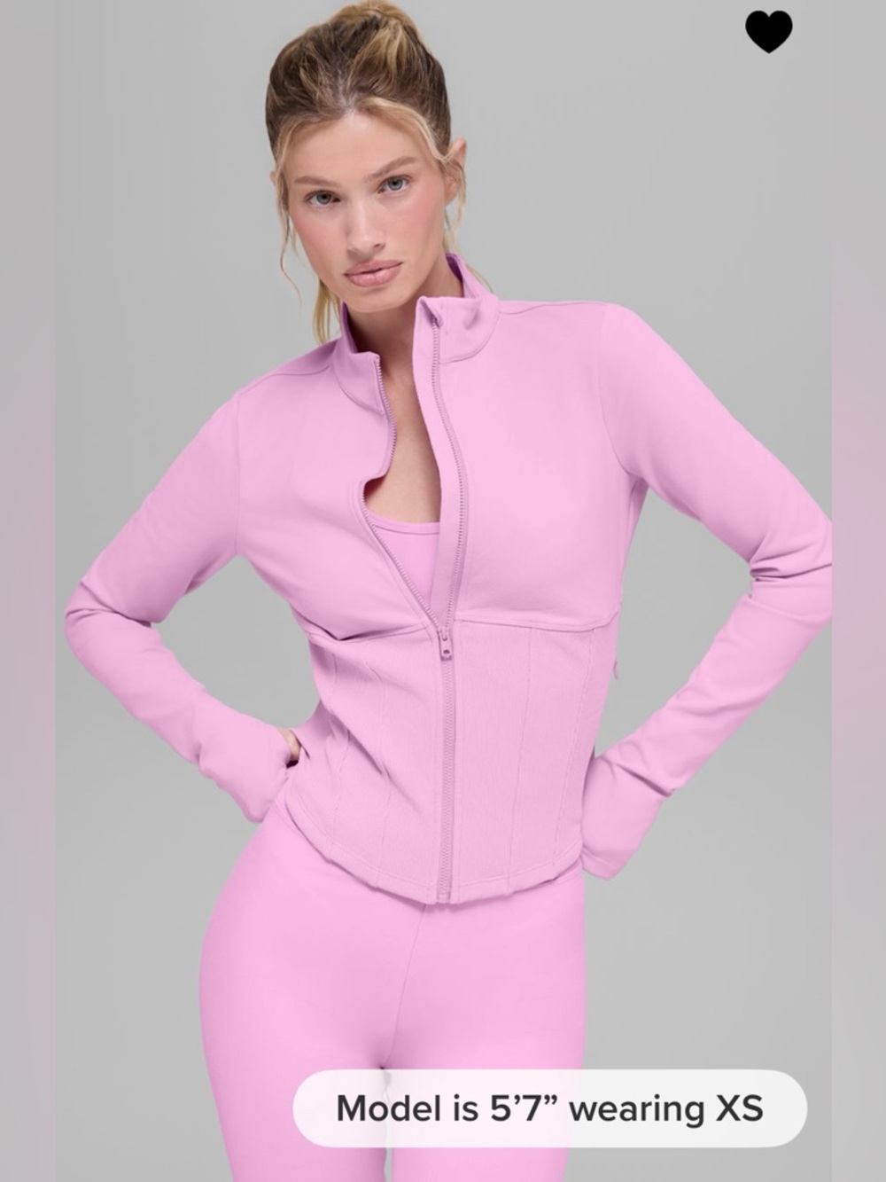 Alo Yoga NWT Airbrush Corset Full Zip Jacket Candy Heart Pink Size XS - Picture 3 of 11